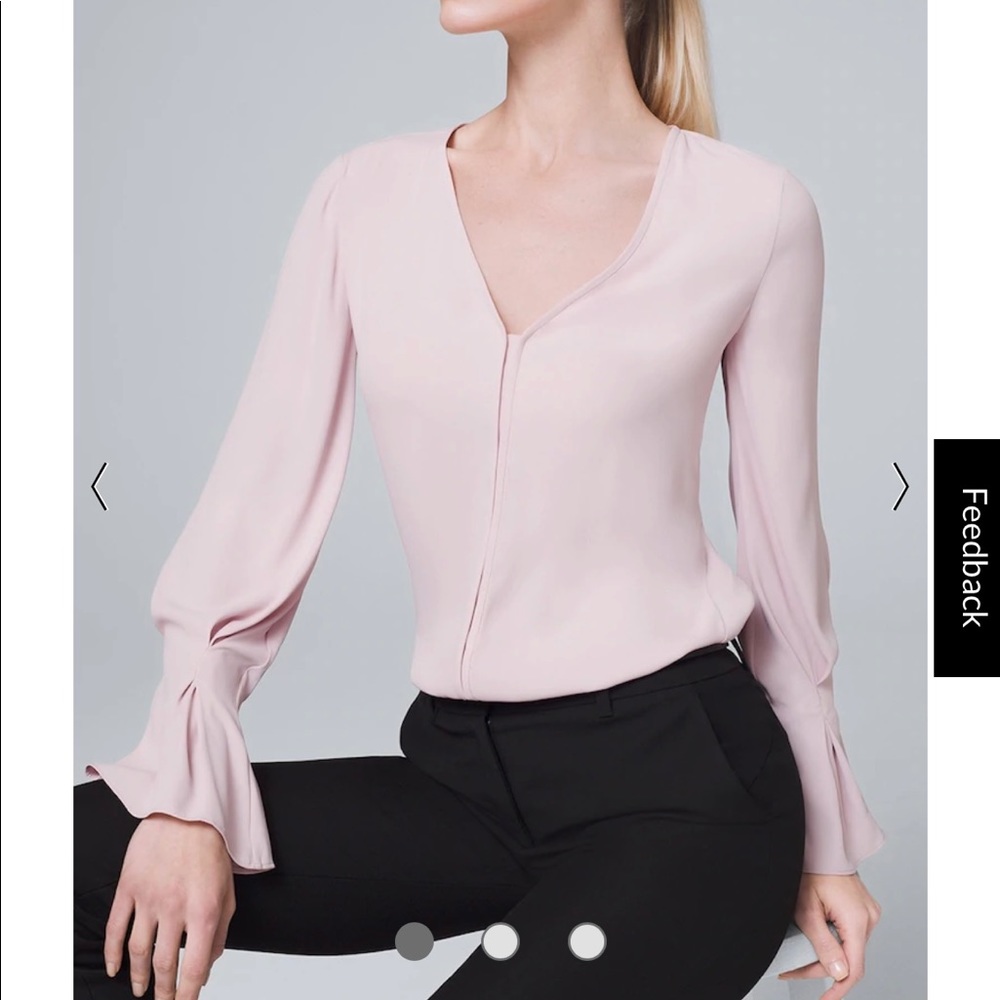 NWT WHBM Pink Pleated Cuff Blouse Size M